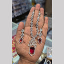 Kavita Art Silver Plated  American Diamond Necklace Set