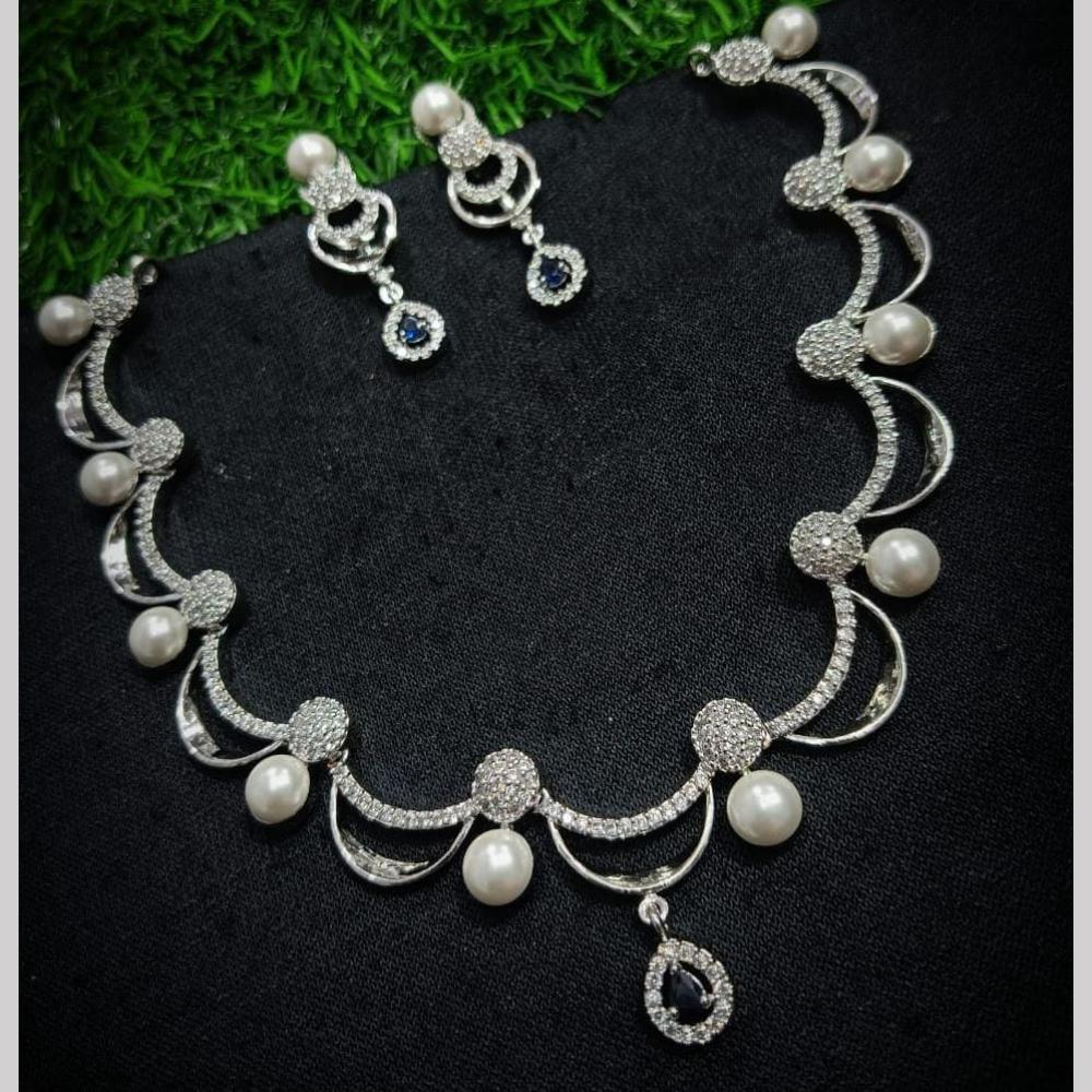 Kavita Art Silver Plated  American Diamond Necklace Set