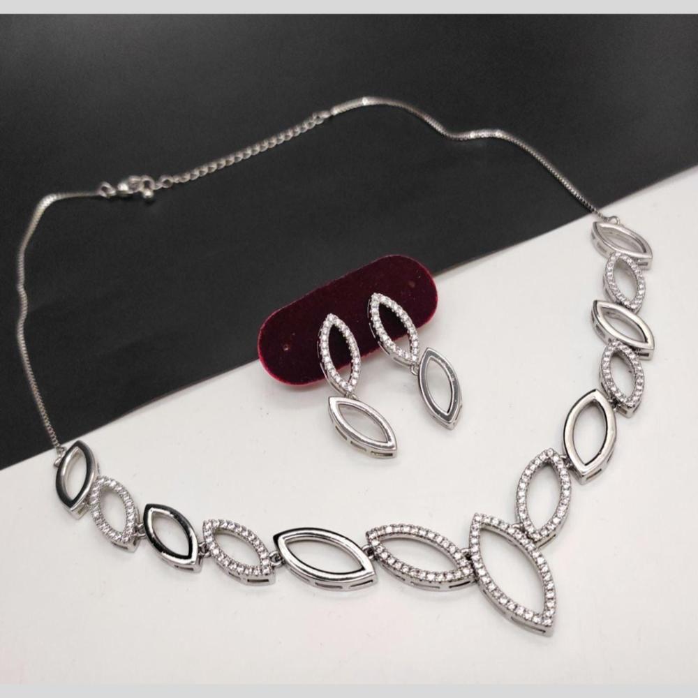 Kavita Art Silver Plated  American Diamond Necklace Set
