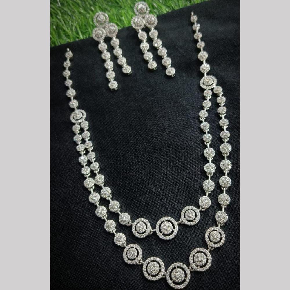 Kavita Art Silver Plated  American Diamond Necklace Set
