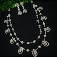 Kavita Art Silver Plated  American Diamond Necklace Set