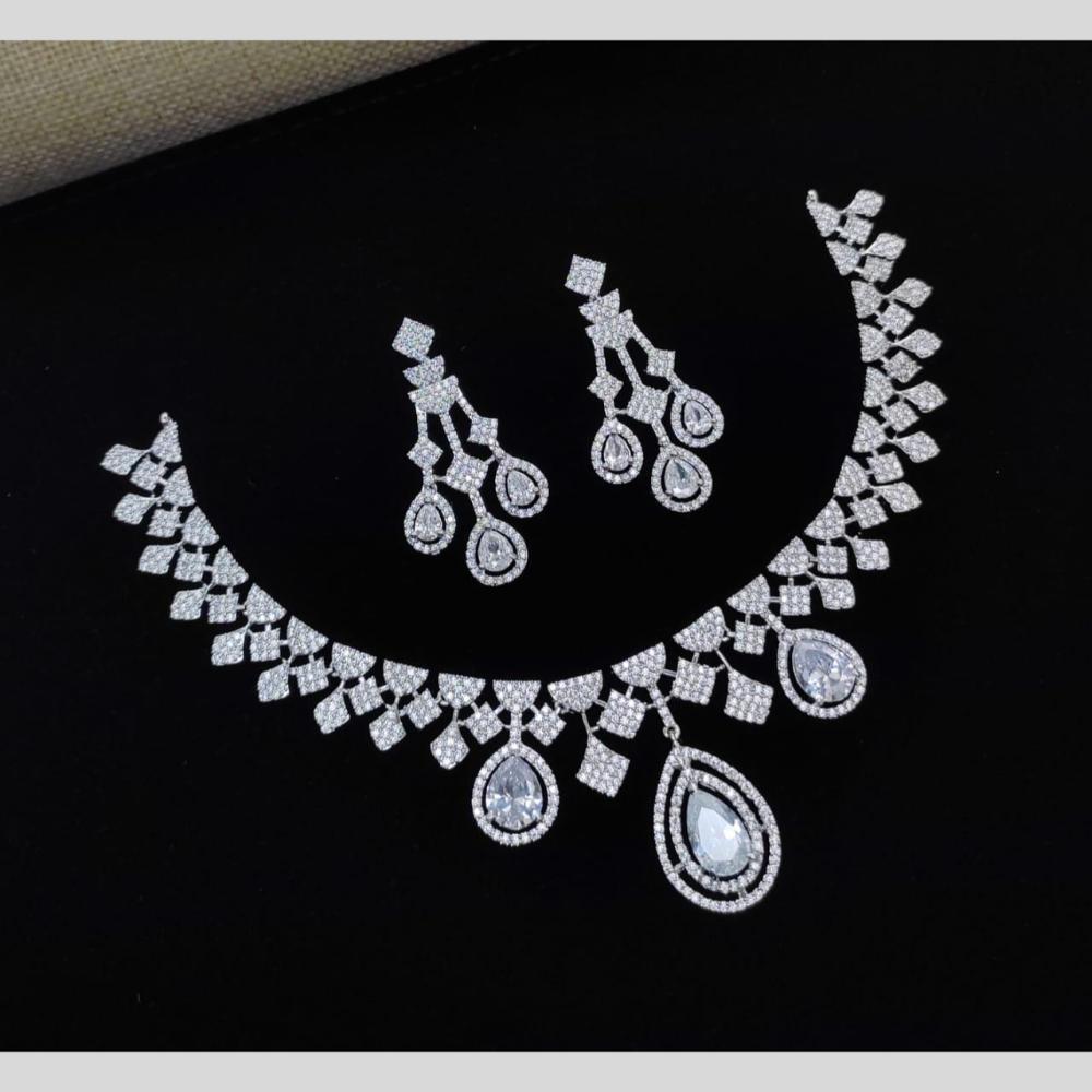 Kavita Art Silver Plated  American Diamond Necklace Set
