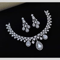 Kavita Art Silver Plated  American Diamond Necklace Set