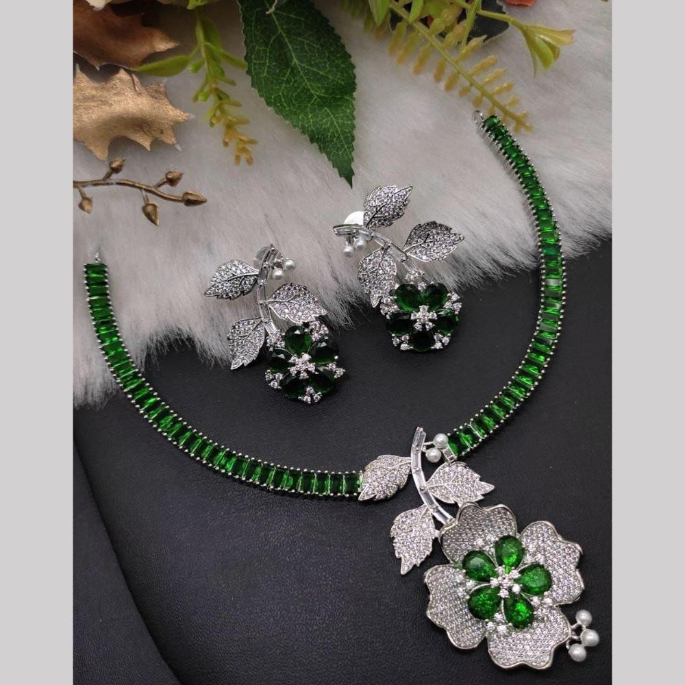 Kavita Art Silver Plated  American Diamond Necklace Set