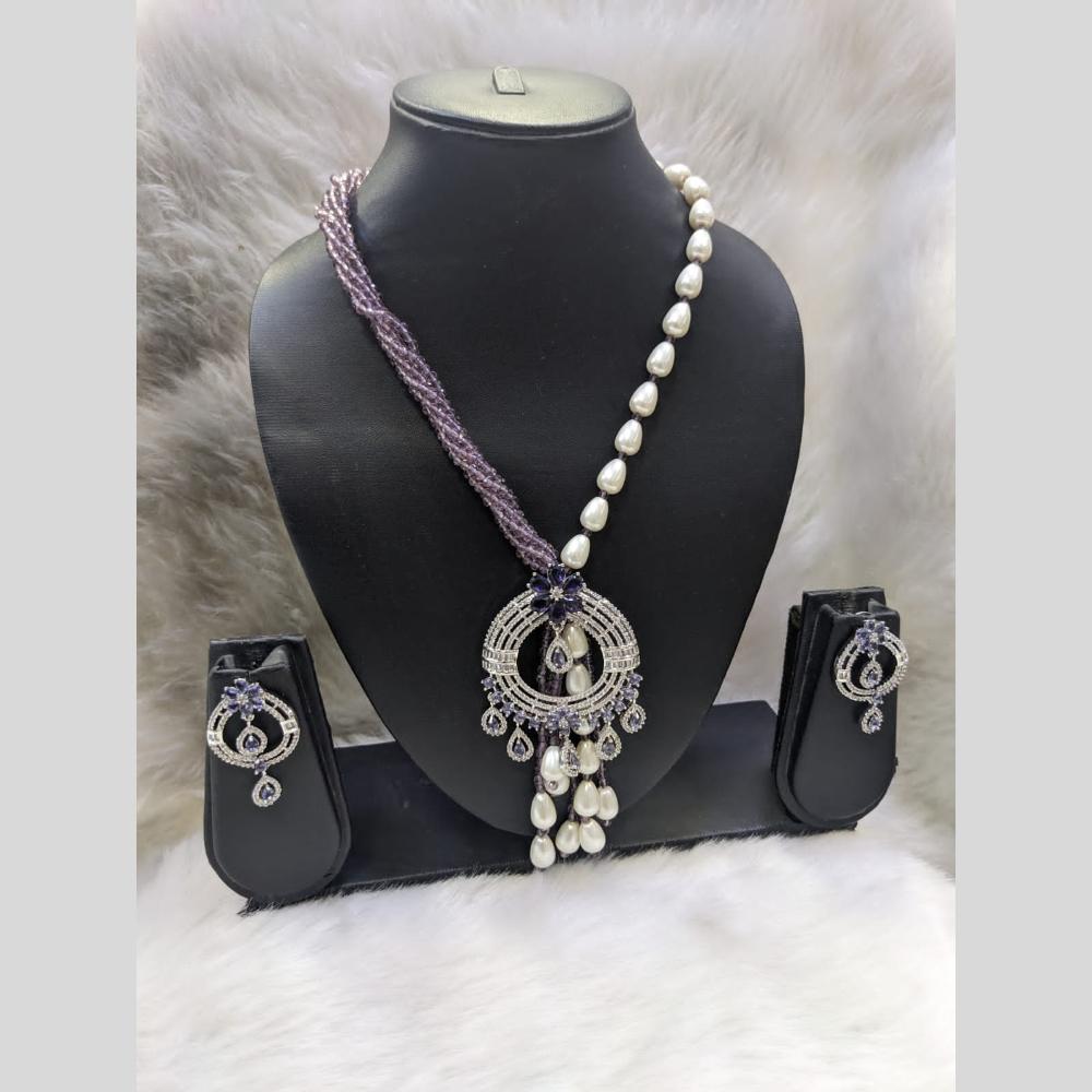 Kavita Art Silver Plated  American Diamond Necklace Set