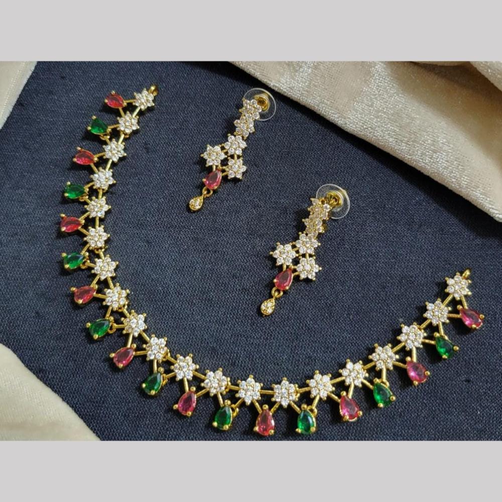 Kavita Art Silver Plated  American Diamond Necklace Set