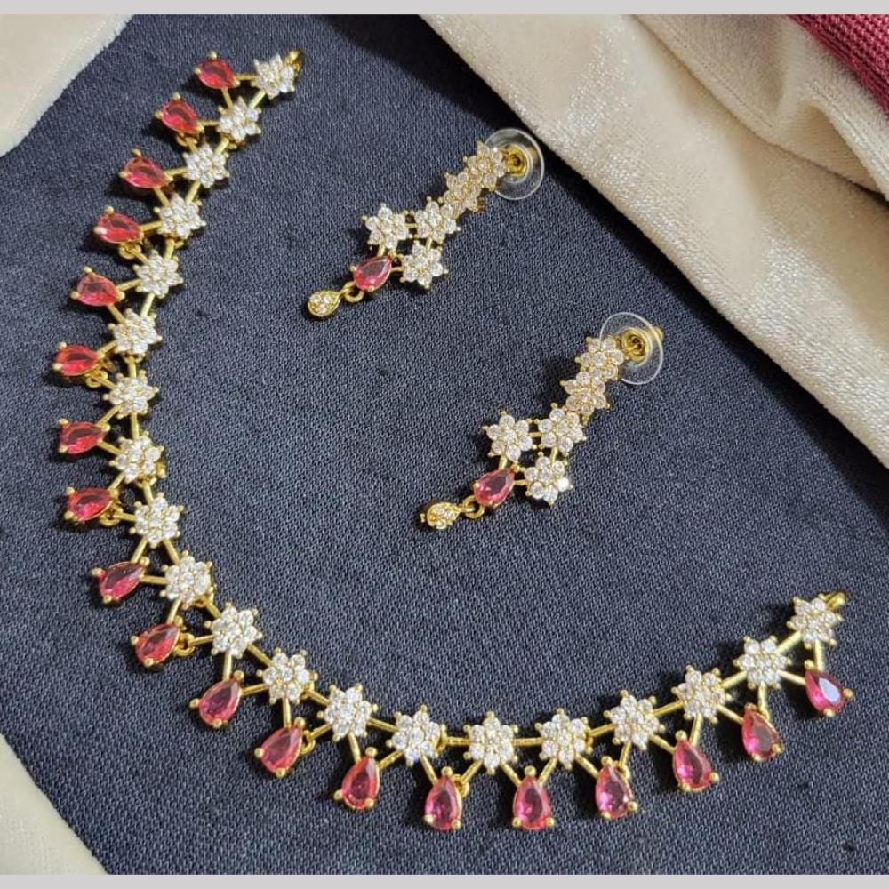 Kavita Art Silver Plated  American Diamond Necklace Set
