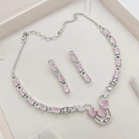 Kavita Art Silver Plated American Diamond Necklace Set