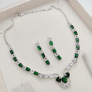 Kavita Art Silver Plated American Diamond Necklace Set