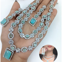 Kavita Art Silver Plated American Diamond Necklace Set