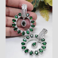 Kavita Art Silver Plated American Diamonds Dangler Earrings