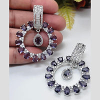 Kavita Art Silver Plated American Diamonds Dangler Earrings