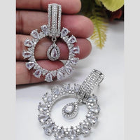 Kavita Art Silver Plated American Diamonds Dangler Earrings