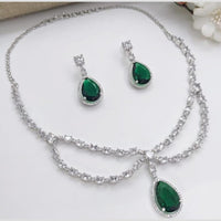 Kavita Art Silver Plated American Diamond Necklace Set