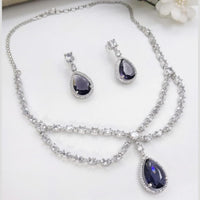 Kavita Art Silver Plated American Diamond Necklace Set