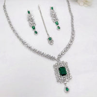 Kavita Art Silver Plated American Diamond Necklace Set