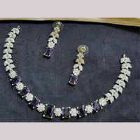 Kavita Art Silver Plated American Diamond Necklace Set