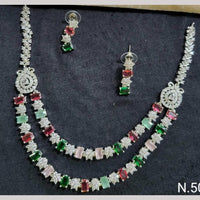 Kavita Art Silver Plated American Diamond Necklace Set
