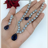 Kavita Art Silver Plated American Diamond Necklace Set
