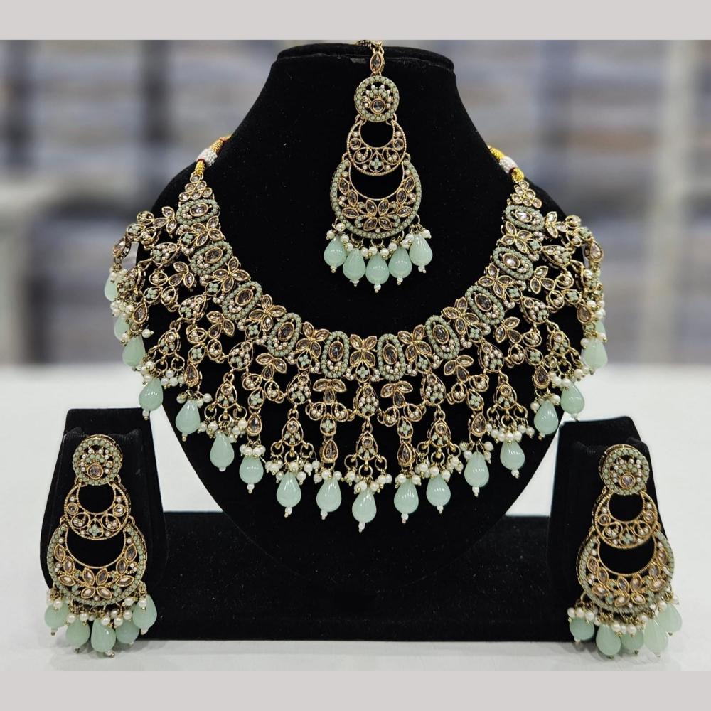 Kavita Art Gold Plated Crystal Stone And Beads Necklace Set