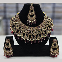 Kavita Art Gold Plated Crystal Stone And Beads Necklace Set