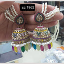 Kavita Art Gold Plated Crystal Stone And Beads Kan Chain Jhumki Earrings