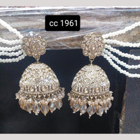Kavita Art Gold Plated Crystal Stone And Beads Kan Chain Jhumki Earrings