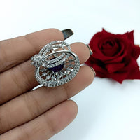 Kavita Art Silver Plated American Diamond Ring