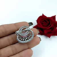 Kavita Art Silver Plated American Diamond Ring