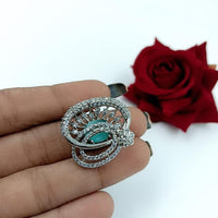 Kavita Art Silver Plated American Diamond Ring