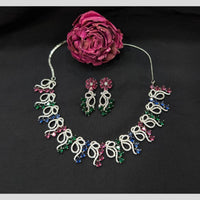 Kavita Art Silver Plated American Diamond Necklace Set