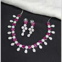 Kavita Art Silver Plated American Diamond Necklace Set