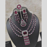 Kavita Art Silver Plated American Diamond With Ring Necklace Set