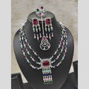 Kavita Art Silver Plated American Diamond With Ring Necklace Set