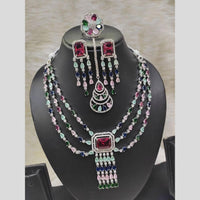 Kavita Art Silver Plated American Diamond With Ring Necklace Set