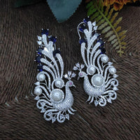 Kavita Art Silver Plated American Diamonds Dangler Earrings