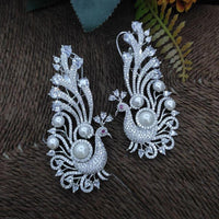 Kavita Art Silver Plated American Diamonds Dangler Earrings