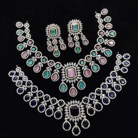 Kavita Art Silver Plated American Diamond Necklace Set