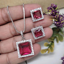 Kavita Art Sliver Plated American Diamond Chain Pendant Set