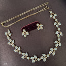 Kavita Art  Gold Plated  Sparkling American Daimonds Festive & Party Wear Necklace Set