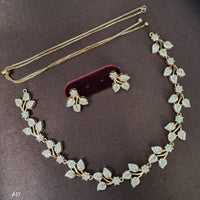 Kavita Art  Gold Plated  Sparkling American Daimonds Festive & Party Wear Necklace Set