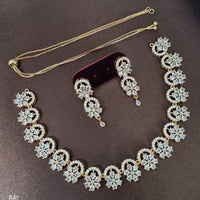 Kavita Art  Gold Plated  Sparkling American Daimonds Festive & Party Wear Necklace Set