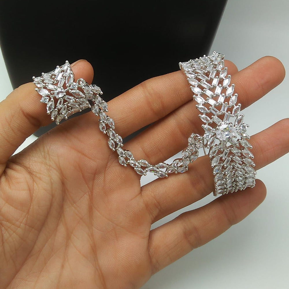 Kavita Art Silver Plated American Diamond Hand Harness for Women