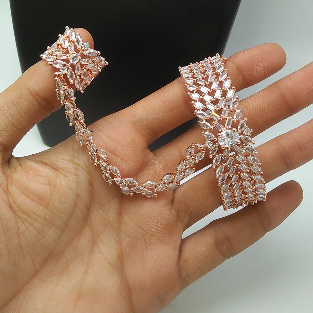 Kavita Art Rose Gold Plated American Diamond Hand Harness for Women