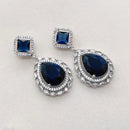 Kavita Art Silver Plated Crystal Stone Dangler Earrings