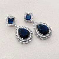 Kavita Art Silver Plated Crystal Stone Dangler Earrings
