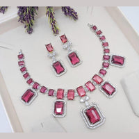 Kavita Art Silver Plated Crystal Stone Necklace Set
