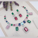 Kavita Art Silver Plated Crystal Stone Necklace Set