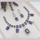 Kavita Art Silver Plated Crystal Stone Necklace Set