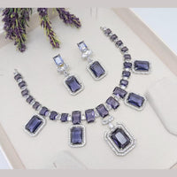 Kavita Art Silver Plated Crystal Stone Necklace Set